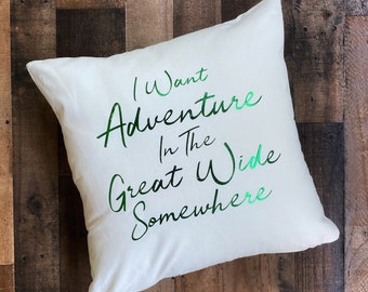 I Want Adventure Throw Pillow Cover / Pillowcase / Pillow Sham / Beauty and the Beast  / Disney Home Decor