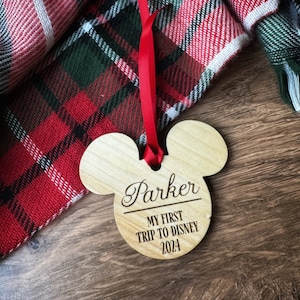 First Trip to Disney Personalized Wooden Ornament - Mickey Mouse - Minnie Mouse - Disney Christmas Ornament