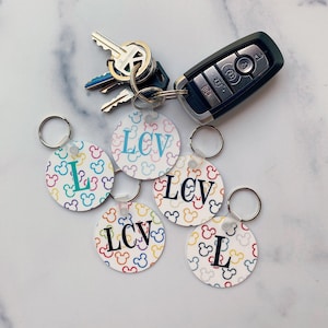 Colorful Mouse Ears Monogram Keychain