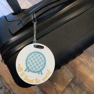 Off To Travel The World - Etiquette à bagage ronde en métal