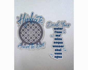 Vinylstickerset Hydrate Around The World - drink je water