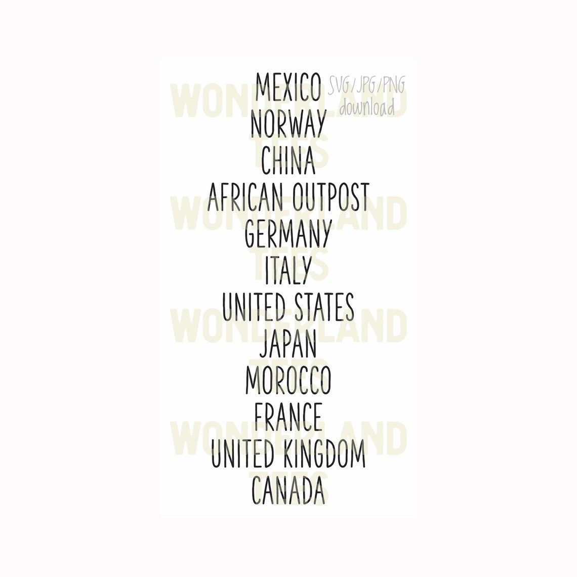 Epcot World Showcase Country List Digital Download / SVG / - Etsy