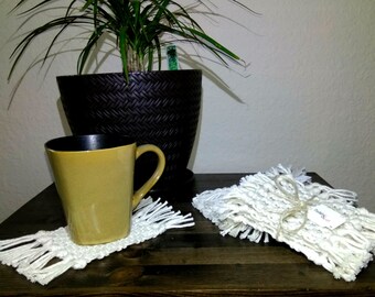 Macrame coasters, set of 4, Drink/Coffee Coasters