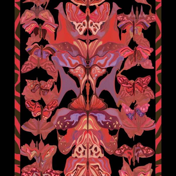 Abstract Butterfly Print, Mini Art Print, 4”x6” Giclee print, Postcard Size, Digital Painting
