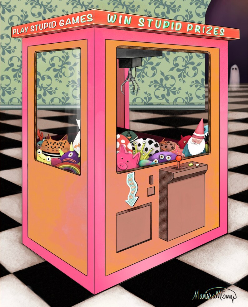 Stupid Machine Claw Machine Giclee Art Print, Vintage Arcade, Ghost Art (8x10) - Etsy