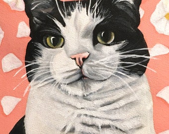 Custom Cat Portrait, Handmade Acrylic Painting on Canvas, Cat Memorial Gifts From Your Favorite Photos, Chewy Pet Portraits
