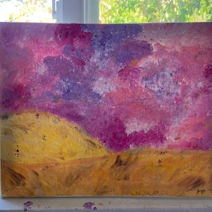 Pink & Gold Landscape Painting