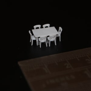 Victorian Dining Table and Chairs Micro Scale Dollhouse Furniture 1/144 1:144
