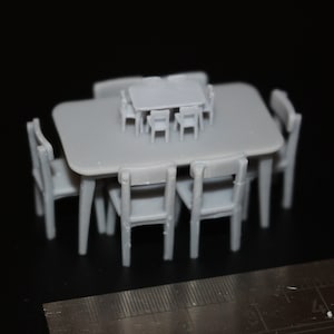 Contemporary Dining Table and Chairs Micro Scale Dollhouse Furniture 1/48 1:48