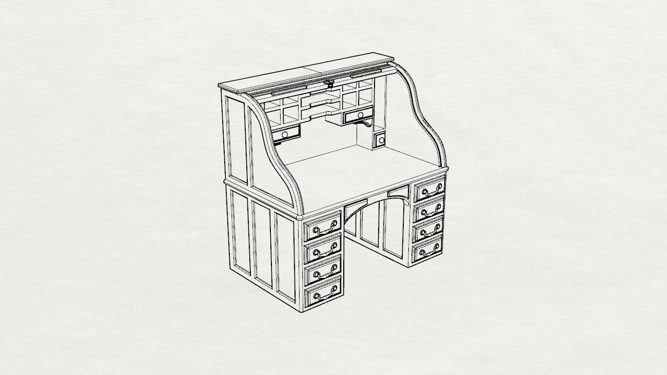 Edwardian Roll Top Desk Micro Scale Dollhouse Furniture 1/48 148 Etsy UK