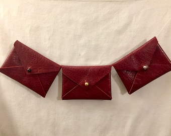 Handmade Leather Card Case - Red