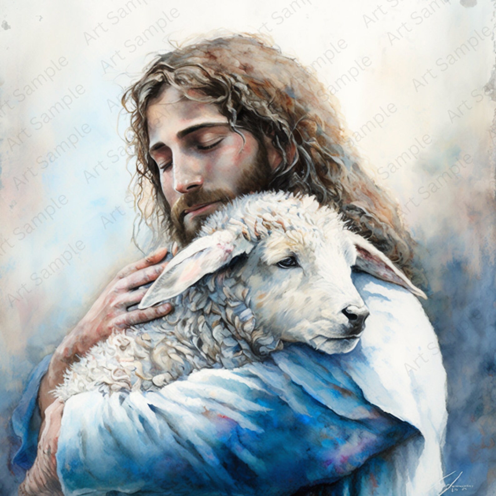 Christ the Shepherd Jesus and Lamb Jesus Painting Etsy