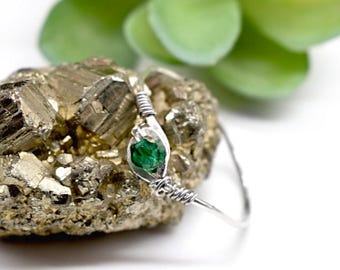 Mikro facettierter Smaragd Ring aus Sterling Silber, Gold Filled, Roségold