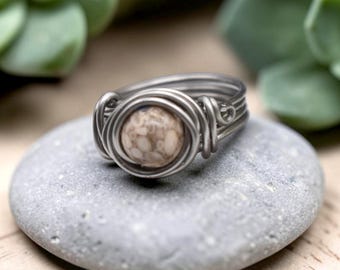 Petoskey Steinfossil Ringe in Kupfer Edelstahl Gold und Sterling Silber