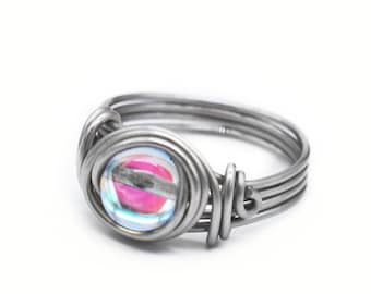 Handgemachte Engel Aura Quarz Ring: Sterling Silber Edelstein Schmuck
