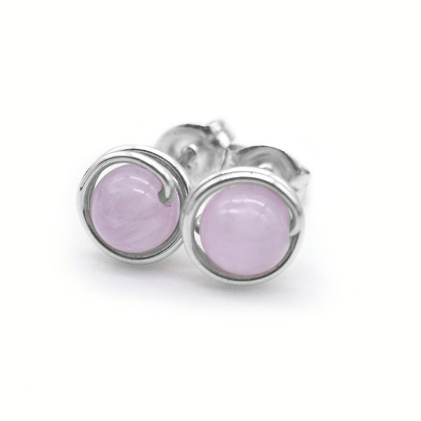 Kunzite Sterling Studs/Kunzite Earrings/ 925 Sterling Silver/ Reiki Healing/ Healing Crystals/ Natural Kunzite/ Personal Gifts