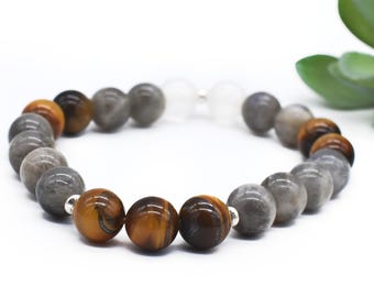Protective Labradorite & Tiger’s Eye Gemstone Bracelet – Grounding, Intuition and Shielding Energy