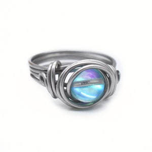 Blue Aura Quartz Crystal Ring: Handmade Sterling Silver Jewelry