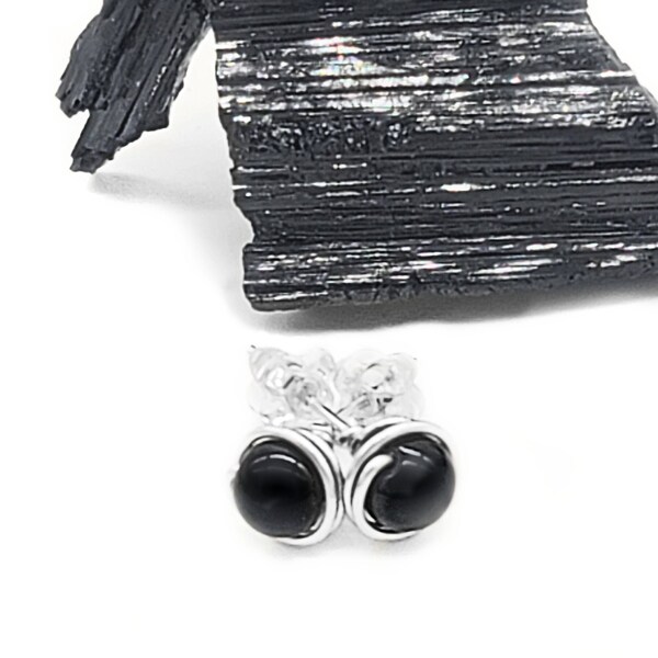 Pendientes de turmalina negra / Cristales de turmalina negra / Cristales curativos / Protección contra campos electromagnéticos / Pendientes de plata de ley