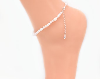 Heilende Perle & Muschel Magnetisches Fußkettchen / Ozean Ruhe, feminine Energie und Bewegung