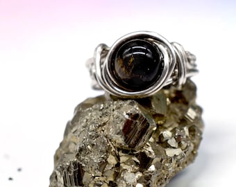 Golden Obsidian Kristall Ringe in Kupfer Edelstahl Gold und Sterling Silber
