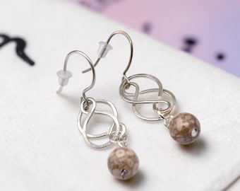 Keltische Petoskey Ohrringe aus Sterling Silber und Gold Fill