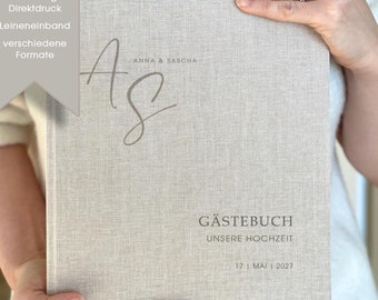 Libro de visitas, libro de visitas de boda, boda, personalizado con nombre y fecha, personalizable, sencillo, lino beige