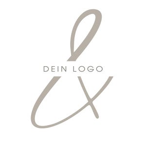 Könnte beinhalten: Ein stilisiertes Ampersand-Symbol in Grau, mit dem Text "DEIN LOGO" zentriert im Symbol.