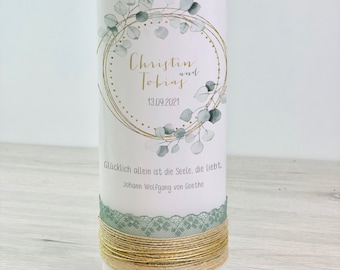 Hochzeitskerze, Traukerze, Kerze, Hochzeit, Spitze, Banderole, Blätterkranz, Greenery