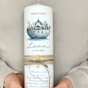 Baptism candle with Arche Leon, modern, high quality, candle, baptism, boy, girl, personalized