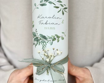 Hochwertige Hochzeitskerze "Karolin & Fabian", Traukerze, Kerze, Hochzeit, Trockenblumen