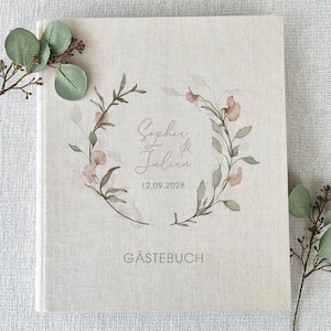 Gästebuch Hochzeit, personalisiert mit Namen, Gästebuchkarten, Ordner A4, Geschenk, Hochzeit, Beige