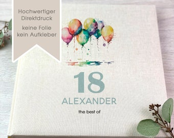 Fotoalbum, Personalisiert, Geburtstag, Erinnerungsalbum, 18 Geburtstag, Geschenk, Leinen, Beige