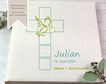 Photo album, personalized, child, memory album, baptism, communion, confirmation, gift, beige
