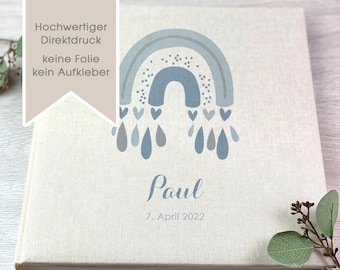 Fotoalbum, Personalisiert, Baby, Kind, Erinnerungsalbum, Regenbogen, Geschenk, Beige