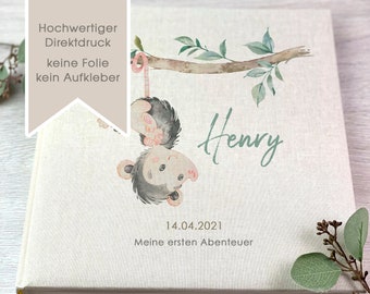 Fotoalbum, Personalisiert, Baby, Kind, Erinnerungsalbum, Opossum, Geschenk, Beige