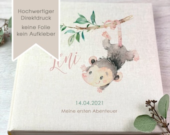 Fotoalbum, Personalisiert, Baby, Kind, Erinnerungsalbum, Mädchen, Opossum, Leni, Geschenk, Beige