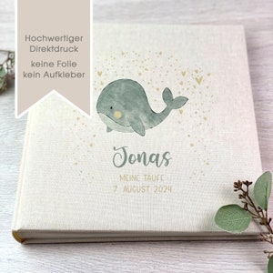 Photo Album, Personalized, Baby, Child, Memory Album, Whale, Gift, Beige