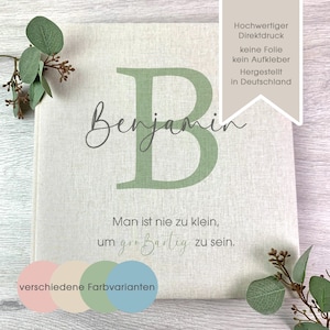 Fotoalbum Buchstabe, personalisiert, Baby, Kind, Erinnerungsalbum, Geschenk, Geburt, Taufe, Beige