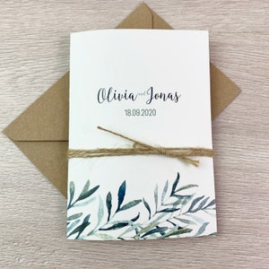 MUSTER - Hochzeitseinladung Einladung, Hochzeitskarte, Klappkarte, Oliven, Zweige, Greenery, Natur - Serie 57