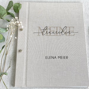 Exklusive Rednermappe "Meine Traureden", Traumappe, Traurednerin, Trauredner, Traubuch, Dokumente, Rednermappe, A4, Leinen, Beige