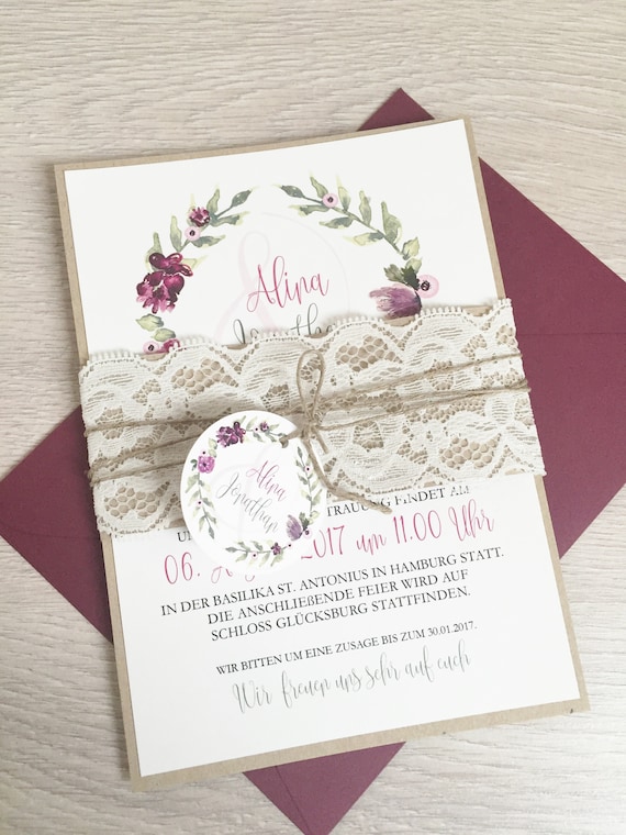 Einladung Hochzeit Hochzeitseinladung Vintage Bordeaux | Etsy