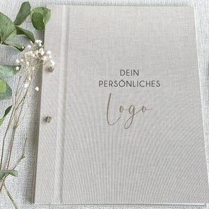 Exklusive Rednermappe mit einem hochwertigem Leineneinband, individuelles Logo, Traumappe, Traurednerin, Trauredner, Rednermappe, Beige, A4