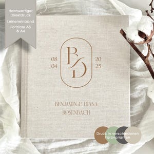 Stammbuch "Benjamin & Diana", Familienstammbuch, Ordner A5, A4, Beige, Register, Heiratsurkumden, Hochzeitsgeschenk, Leineneinband, schlicht