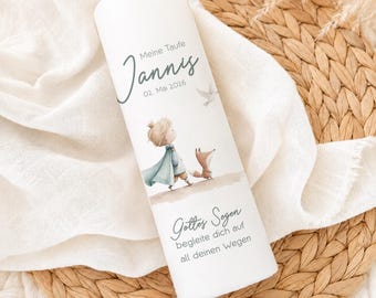 Personalized christening candle “Jannis” for boys – christening candle with blessing