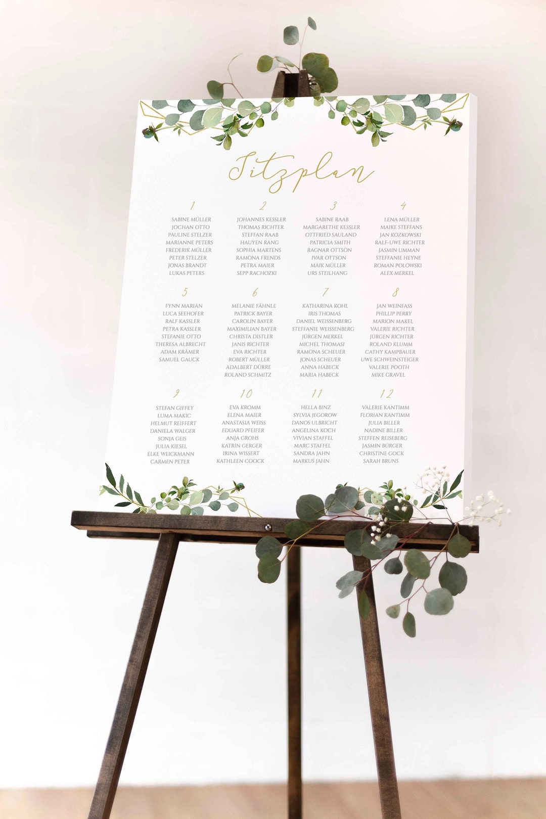 Wedding Seating Plan With Names, Seating Arrangement, Table Plan for ...
