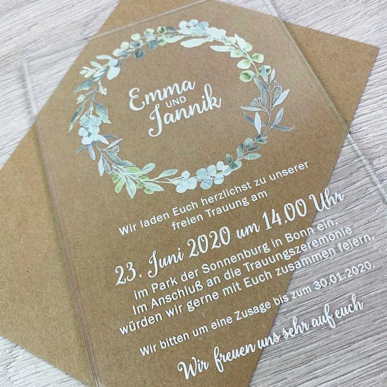 Acryl Hochzeitseinladung Einladung zur Hochzeit Eukalyptus Etsy