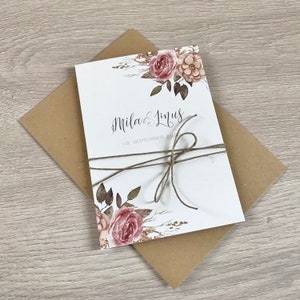 MUSTER - Hochzeitseinladung, Einladung Hochzeit, A6 Format, 6 Seiten, Ablauf, Foto, Kraftpapier, Serie 23
