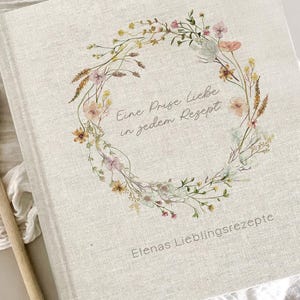 Rezeptordner personalisiert "Elena", Rezepte, Ordner A5 oder A4, Geschenk, beste Freundin, Geburtstag, Weihnachtsgeschenk, Leinen, Beige bild 3