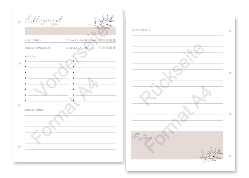 Rezeptordner personalisiert "Elena", Rezepte, Ordner A5 oder A4, Geschenk, beste Freundin, Geburtstag, Weihnachtsgeschenk, Leinen, Beige bild 7